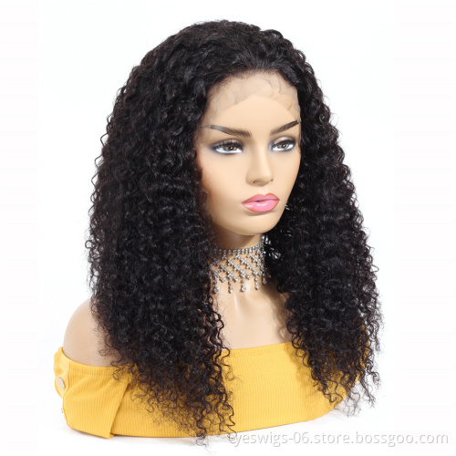 Hot Selling 6~36 inch 150% Density Human Hair wig Lace Front Indian Hair Natural Color Wigs with Kinky Curly Wave
